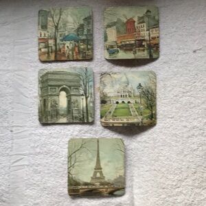 Set of 5 Paris Themed Coasters